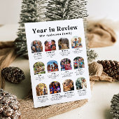 Modern boogjaar in Review Familiefoto Kerst Feestdagenkaart