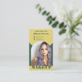 Modern boogmake-up geelgroene foto qr-code logo visitekaartje (Staand voorkant)
