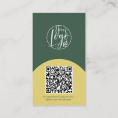 Modern boogmake-up geelgroene foto qr-code logo visitekaartje (Achterkant)