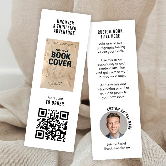 Modern Book Launch Author Photo Mini Bookmark Card Mini Visitekaartje