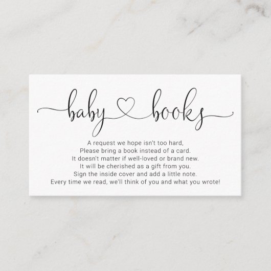 Modern Book Request for Baby shower Invitation Informatiekaartje (Voorkant)