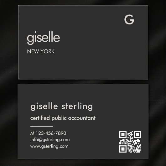 Modern Bookkeeper Accountant CPA Black QR Code  Visitekaartje