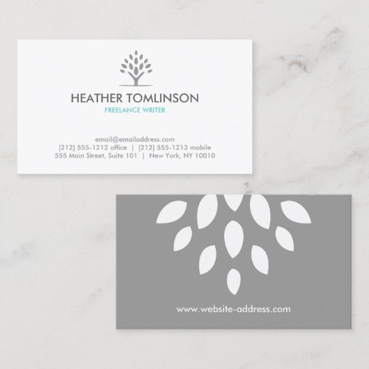 MODERN BOOMGRIJS/WIT Visitekaartje (Voorkant / Achterkant)