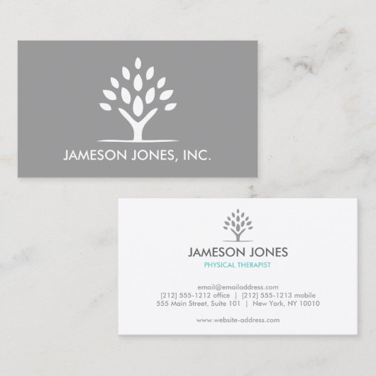 MODERN BOOMWIT/GRIJS Visitekaartje (Voorkant / Achterkant)