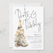 Modern Boots Bubbly Cowgirl Vrijgezellenfeest Kaart (Voorkant)