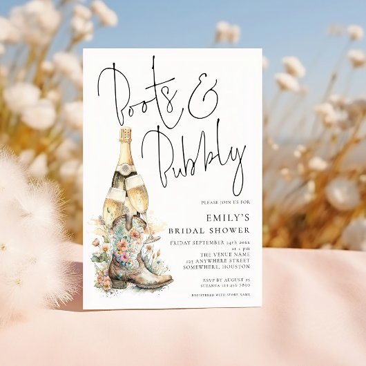 Modern Boots Bubbly Cowgirl Vrijgezellenfeest Kaart