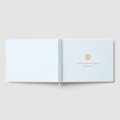 Modern Bord Blauw Goud Monogram Bruiloft Gastenboe Gastenboek (Volledig)