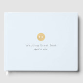Modern Bord Blauw Goud Monogram Bruiloft Gastenboe Gastenboek (Voorkant)