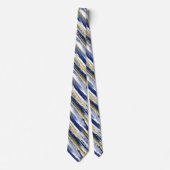 Modern Bord Blue Gold Streak Abstract Stropdas (Voorkant)