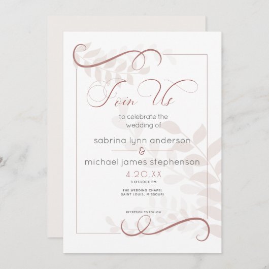 Modern Bord gebladerte Chic Acents Cinnamon Spice Kaart (Voorkant / Achterkant)