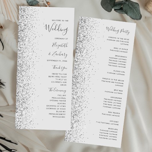 Modern Bord Grijs Zilver Glitter Edge Bruiloft