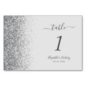 Modern Bord Grijs Zilver Glitter Edge Bruiloft Kaart (Achterkant)