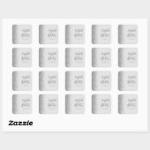 Modern Bord Grijs Zilver Glitter Edge Bruiloft Vierkante Sticker (Vel)