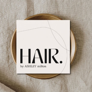 Modern Bord Pastel Beige Abstract Haar Salon Vierkante Visitekaartje