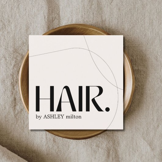 Modern Bord Pastel Beige Abstract Haar Salon Vierkante Visitekaartje