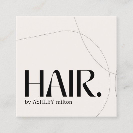 Modern Bord Pastel Beige Abstract Haar Salon Vierkante Visitekaartje (Voorkant)