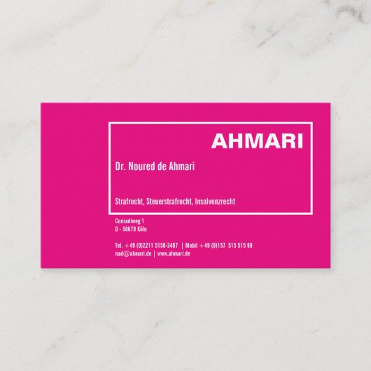 Modern bord rood visitekaartje (Voorkant)