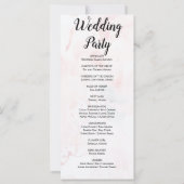 Modern Bord Roze en Blauw Marmeren Trouwprogramma (Achterkant)