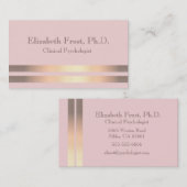 Modern Bord Roze Goud Gestreept Visitekaartje (Voorkant / Achterkant)
