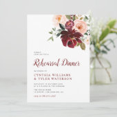 Modern bordeauxrood & blozend repetitiediner kaart (Staand voorkant)