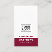 Modern bordeauxrood voeg logo social media iconen  visitekaartje (Voorkant)