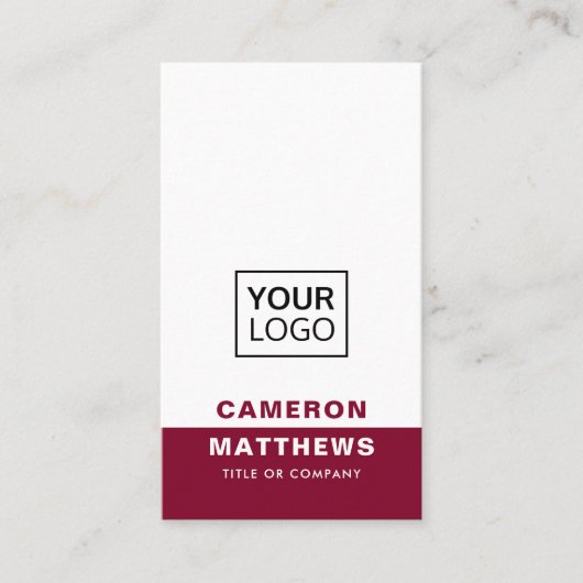 Modern bordeauxrood voeg logo social media iconen  visitekaartje (Voorkant)