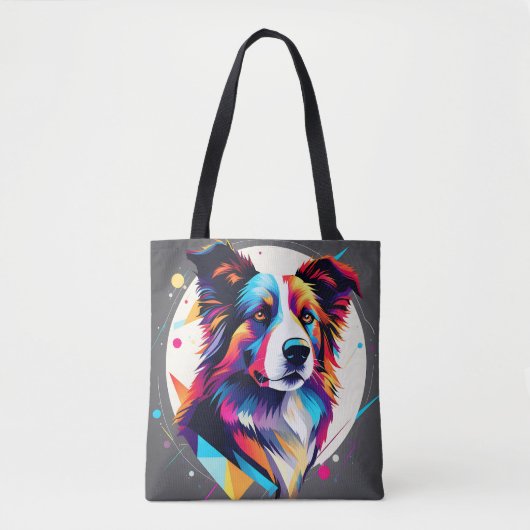 Modern Border Collie Abstract Tote Bag (Voorkant)