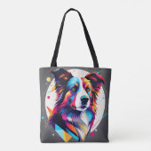 Modern Border Collie Abstract Tote Bag (Achterkant)