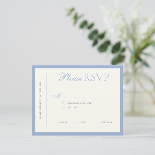 Modern Border Elegance bruiloft RSVP Kaart (Staand voorkant)
