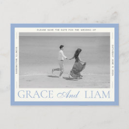 Modern Border Elegance Foto Opslaan Datum Briefkaa Aankondigingskaart