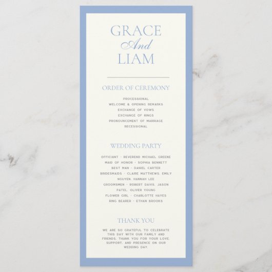 Modern Border Elegance huwelijksceremonie programm Programmakaart (Voorkant)