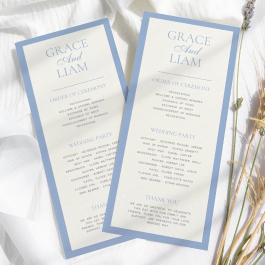 Modern Border Elegance huwelijksceremonie programm Programmakaart