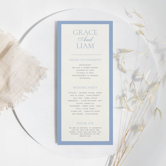 Modern Border Elegance huwelijksceremonie programm Programmakaart