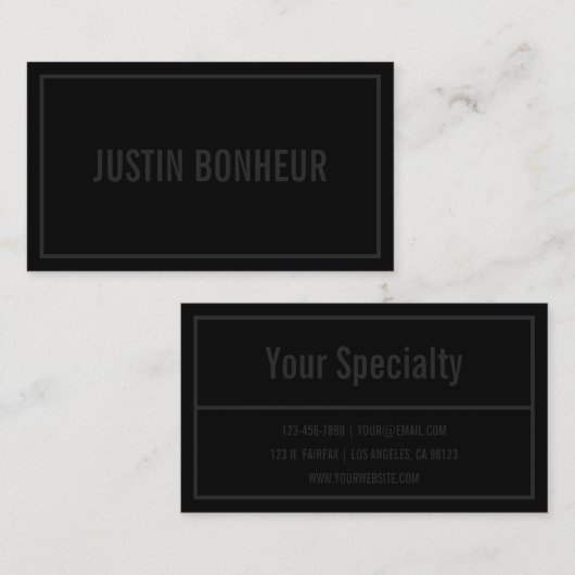 Modern Border Jouw naam of Business Name | Zwart Visitekaartje (Voorkant / Achterkant)