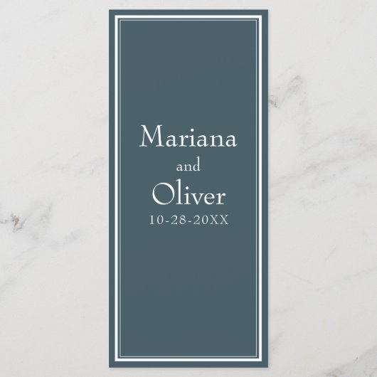 Modern Border Minimalist Blue Wedding Menu (Achterkant)