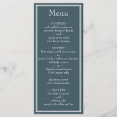 Modern Border Minimalist Blue Wedding Menu (Voorkant)