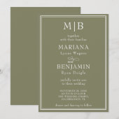 Modern Border Minimalist Boho Green Wedding Kaart (Voorkant / Achterkant)
