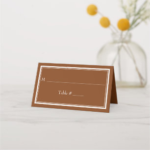 Modern Border Minimalist Brown Wedding Plaatskaartje