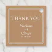 Modern Border Minimalist Tan Beige Bedankjes Labels (Achterkant)
