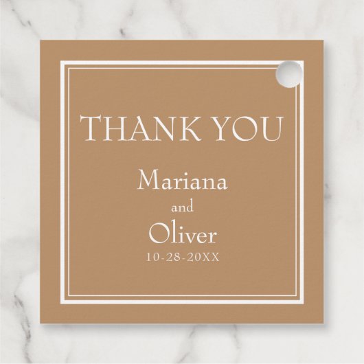 Modern Border Minimalist Tan Beige Bedankjes Labels (Achterkant)
