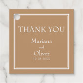 Modern Border Minimalist Tan Beige Bedankjes Labels (Voorkant)