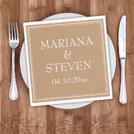 Modern Border Minimalist Tan Beige Napkins Servet
