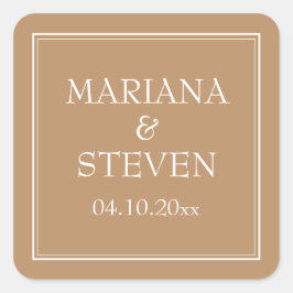 Modern Border Minimalist Tan Beige Vierkante Sticker