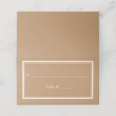 Modern Border Minimalist Tan Beige Wedding Plaatskaartje (Buitenkant ongevouwen)