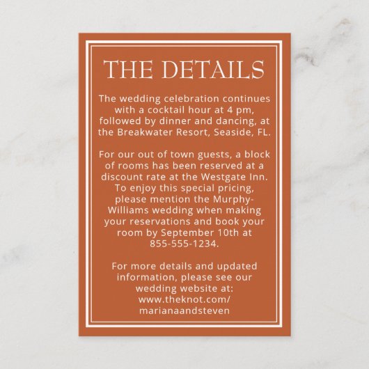 Modern Border Minimalist Terracotta Enclosure Card Informatiekaartje (Voorkant)