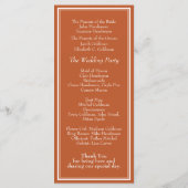 Modern Border Minimalist Terracotta Wedding Programmakaart (Achterkant)
