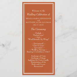 Modern Border Minimalist Terracotta Wedding Programmakaart