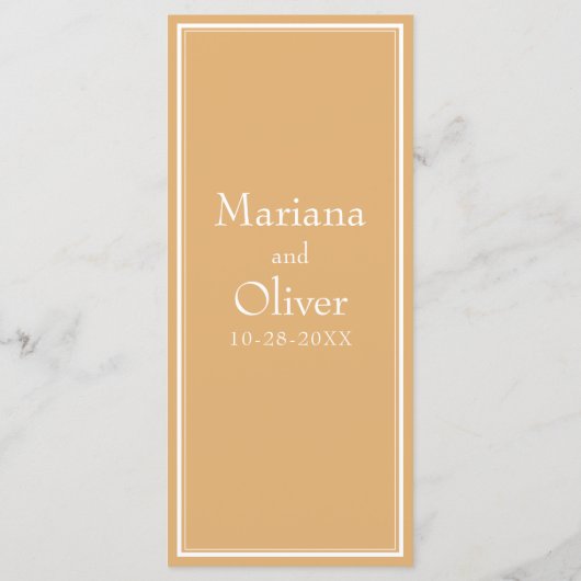 Modern Border Minimalist Yellow Wedding Menu (Achterkant)