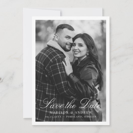 Modern Border Photo Wedding Save The Date (Voorkant)