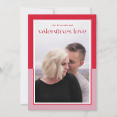 Modern Border Roze & Rode Valentijnse Liefde Foto Feestdagenkaart (Voorkant)